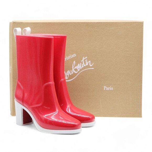 Christian Louboutin Loubirain Boots - PVC and Rubber - Red 39 8.5 US $700 - Picture 1 of 7